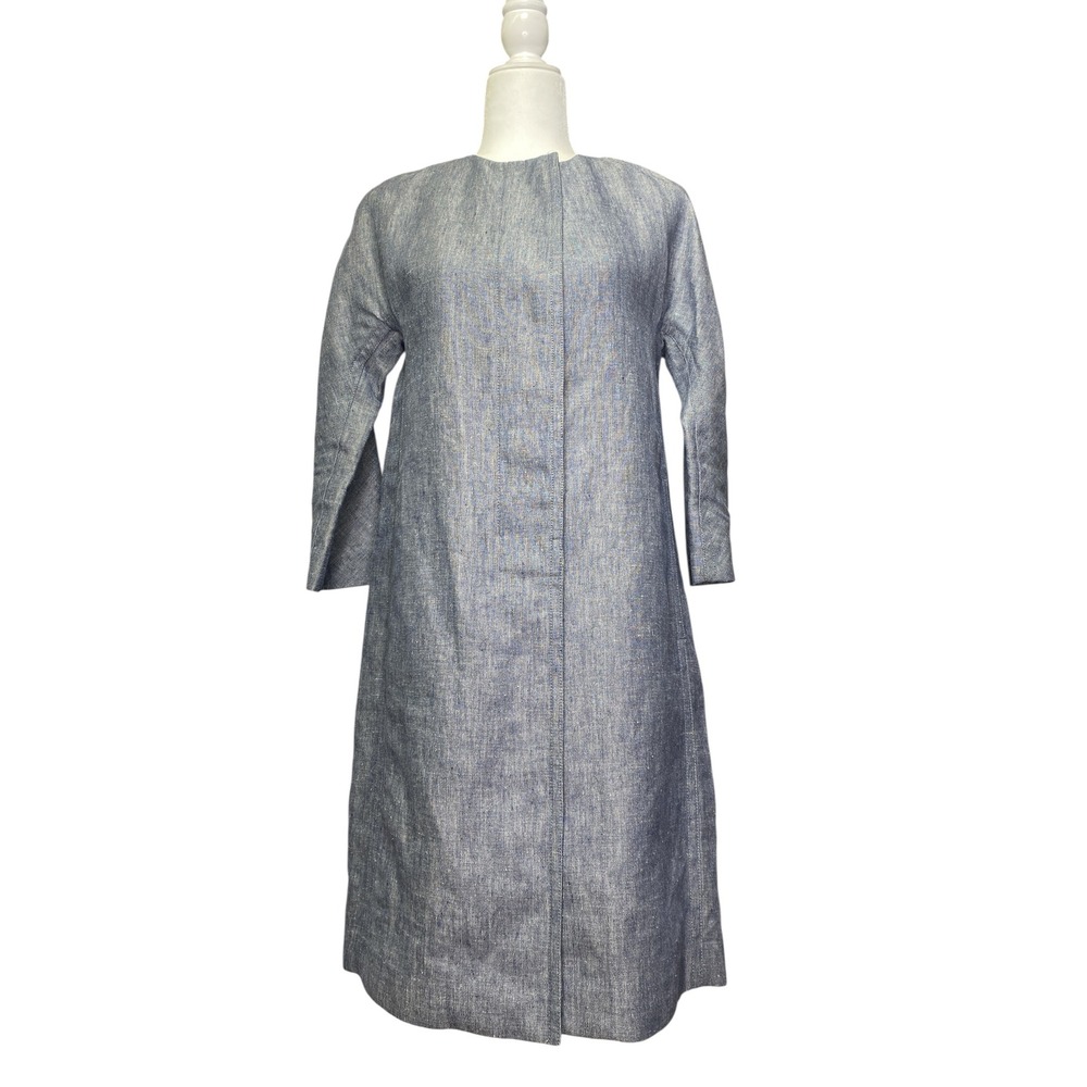 Theory Ellinor Linen Chambray Long Button-Down Coat‎ Dress Size XS/P